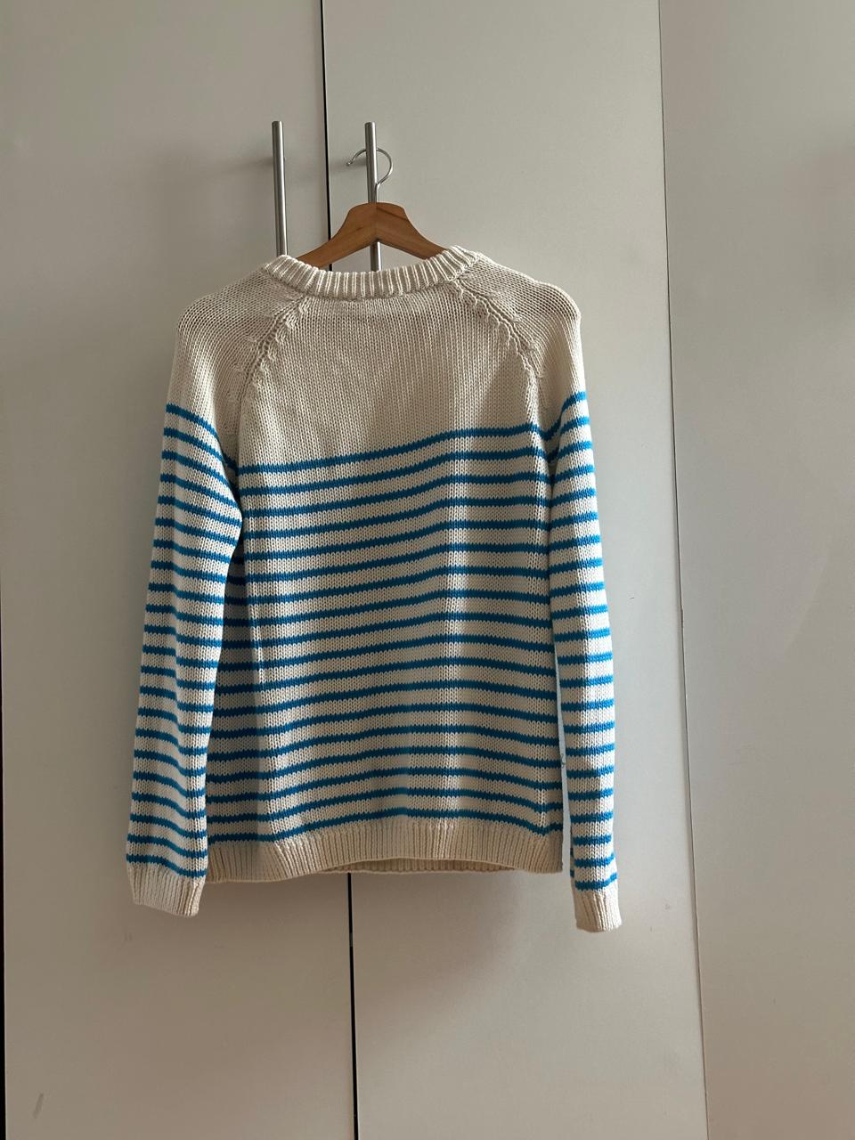 Chaleco rayas celeste Zara